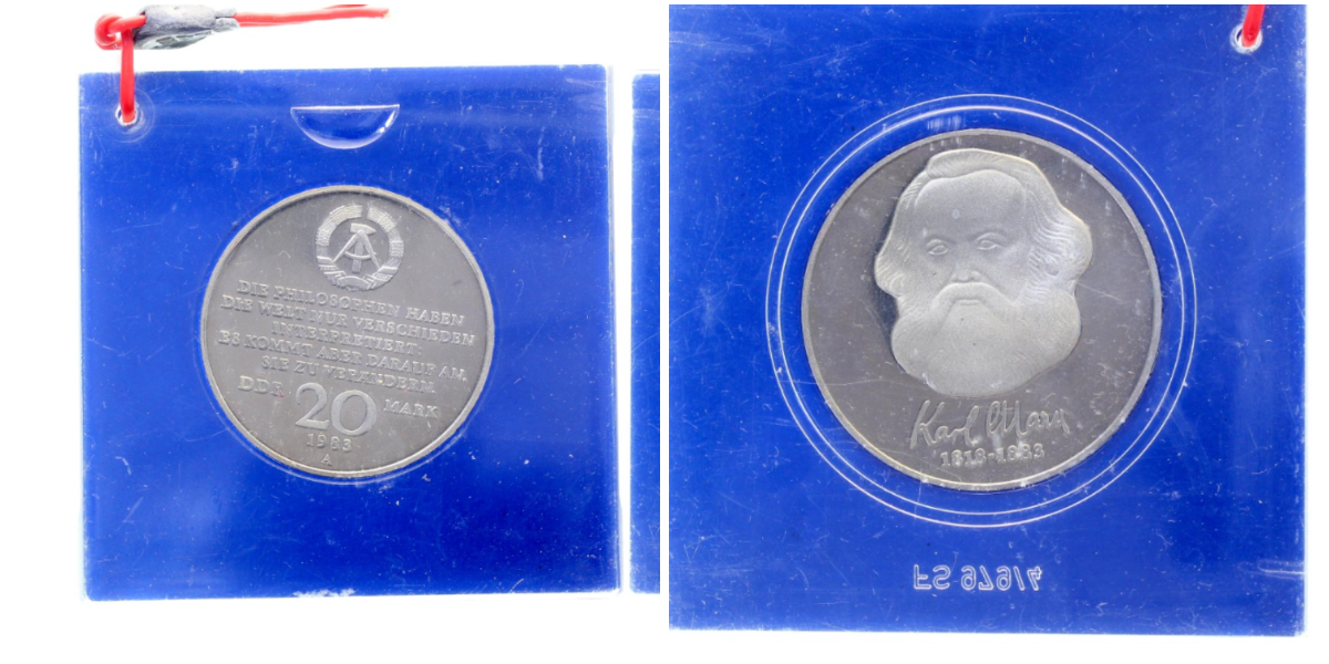 20 Mark 100.Todestag Marx 1983 A PPJ1592 verplombt