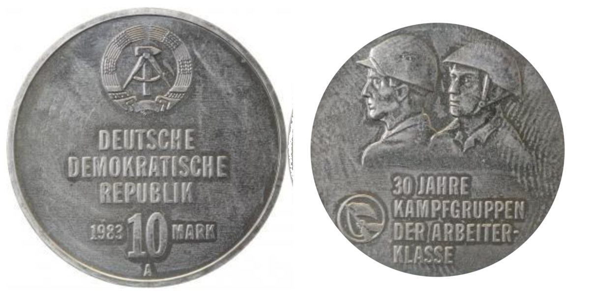 10 Mark 30 Jahre Kampfgruppen handgehoben J1593