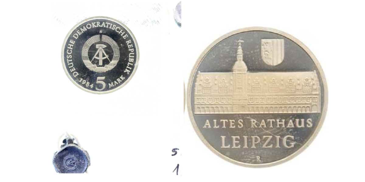 5 Mark DDR Altes Rathaus Leipzig 1984 A Proof PP J1596 in Originalhülle