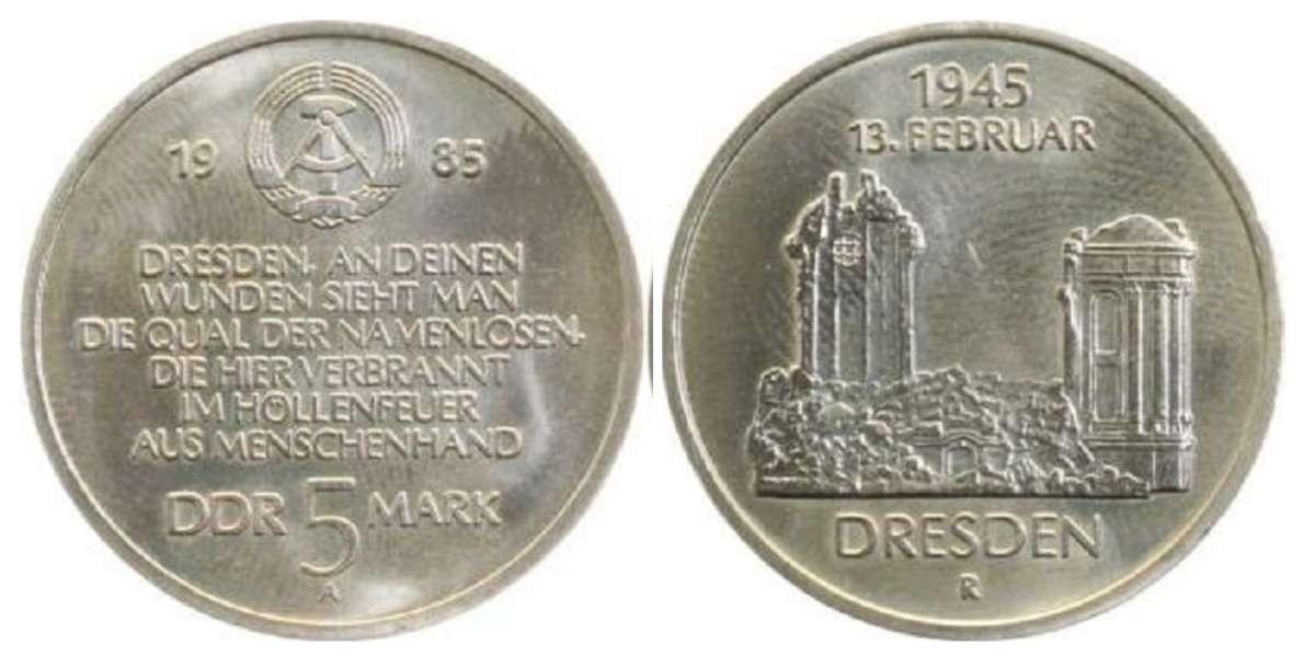 5 Mark DD Dresdener Frauenkirche handgehoben