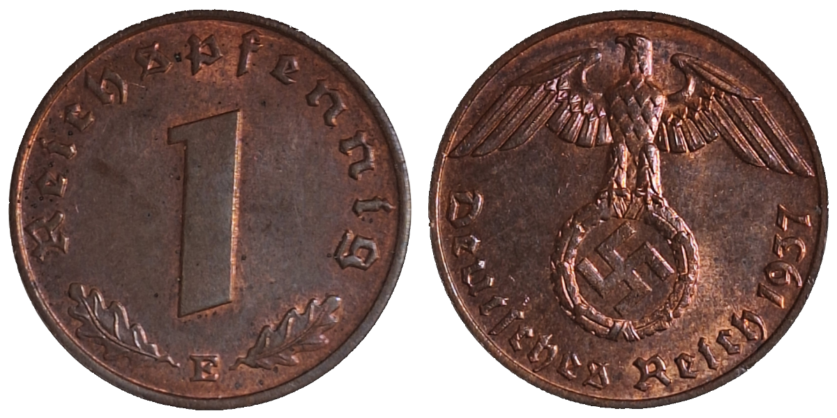 1 Pfennig 1937 E J361 Drittes Reich