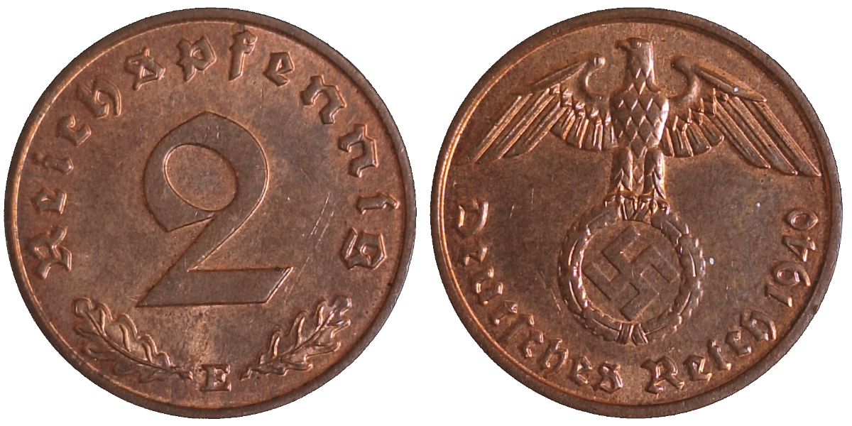 1 Reichspfennig 1940 E prfr/stgl J 361