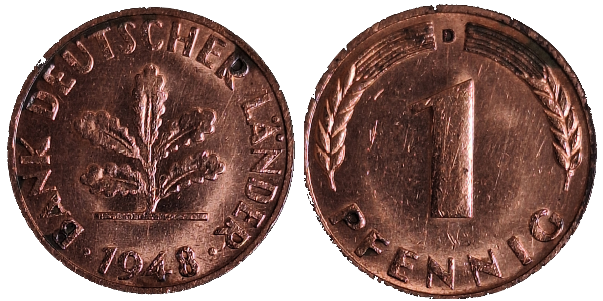 1 Pfennig 1948 D Bank Deutscher Länder J376 bfr/stgl/f.stgl