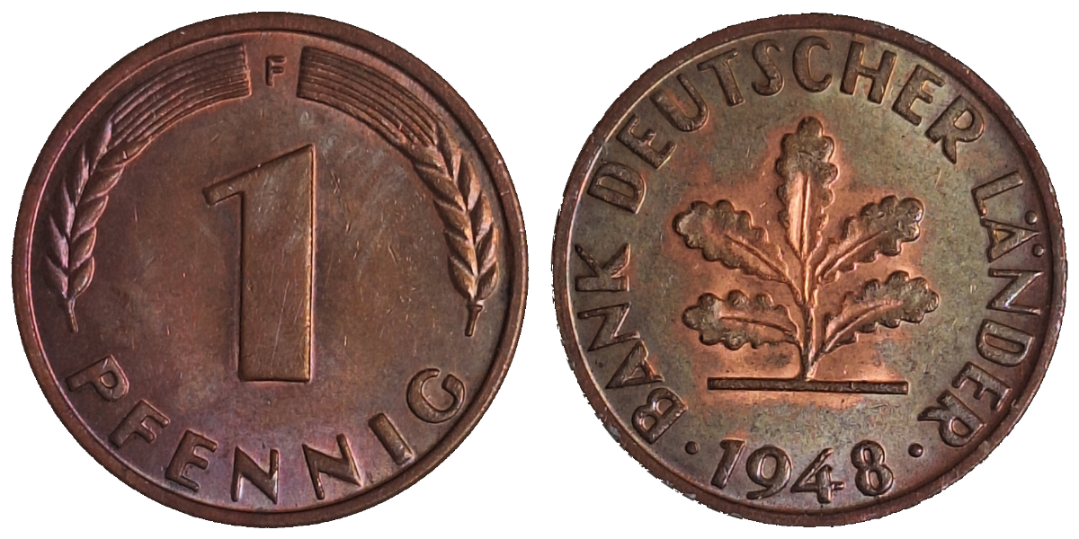 1 Pfennig 1948 F Bank Deutscher Länder TOP !!! J 376