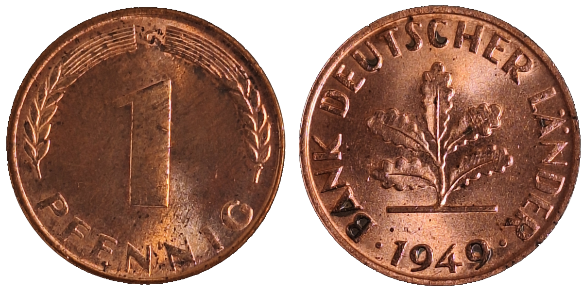 1 Pfennig 1949 D bfr/stg Bank Deutscher Länder J 376