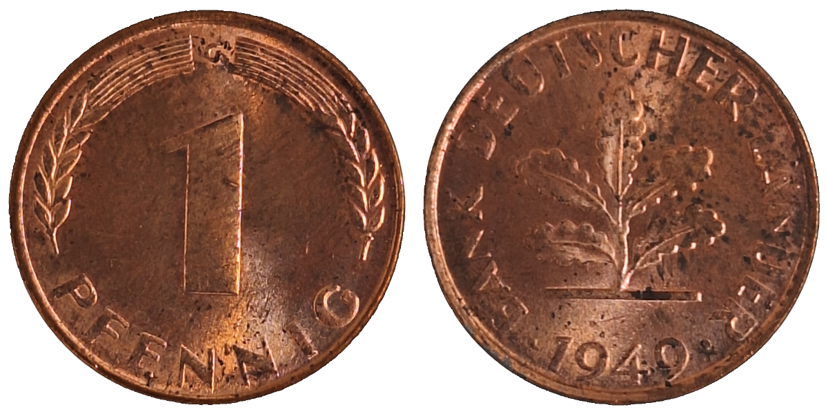 1 Pfennig 1949 G bfr Bank Deustcher Länder J376