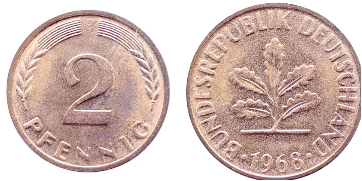 2 Pfennig 1968 G PP