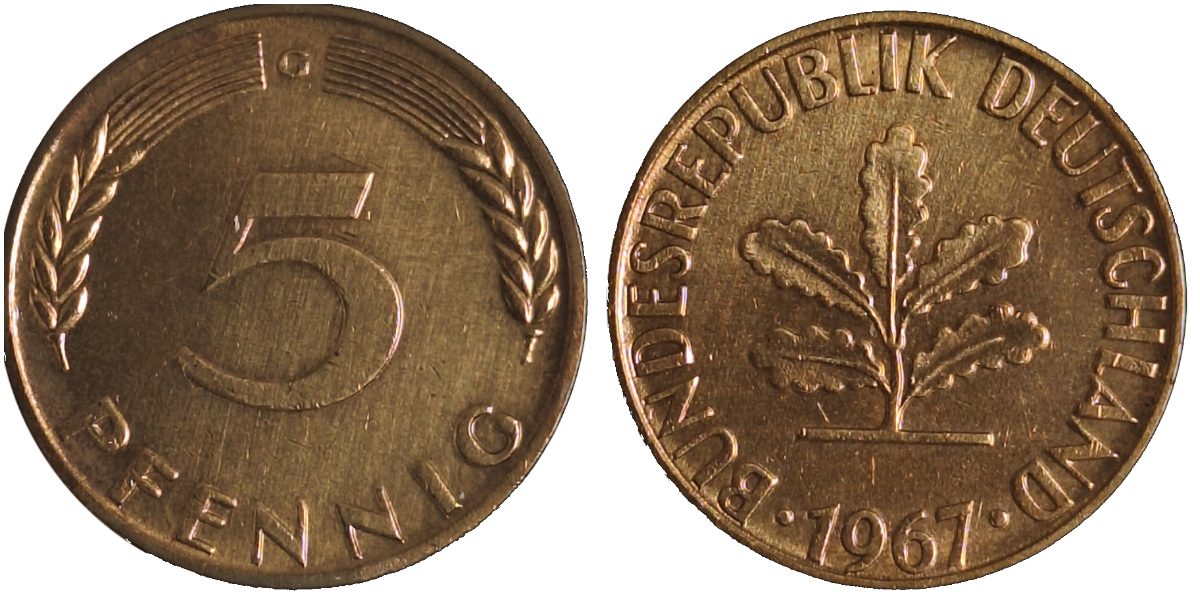 5 Pfennig 1967 G VZ J382