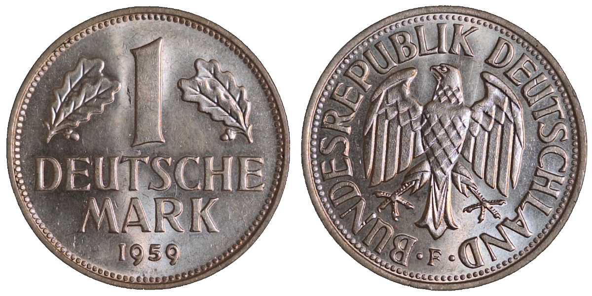 1 Deutsche Mark 1959 F J385 bfr/stgl TOP 1 DM