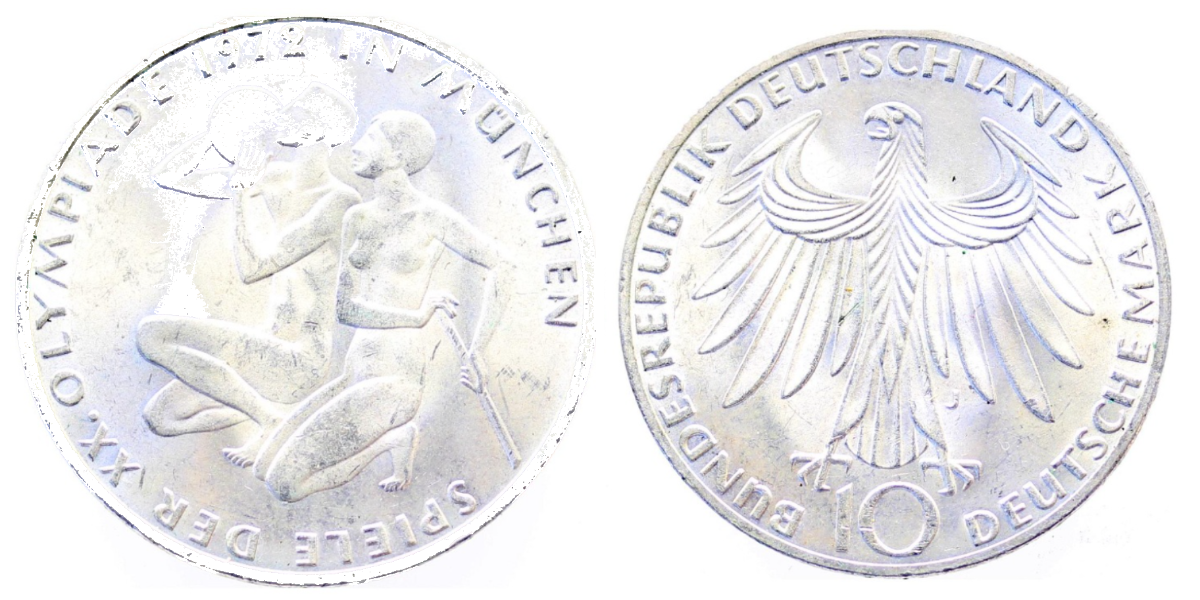10 Deutsche Mark Olympiade in München "Sportler" 10 DM