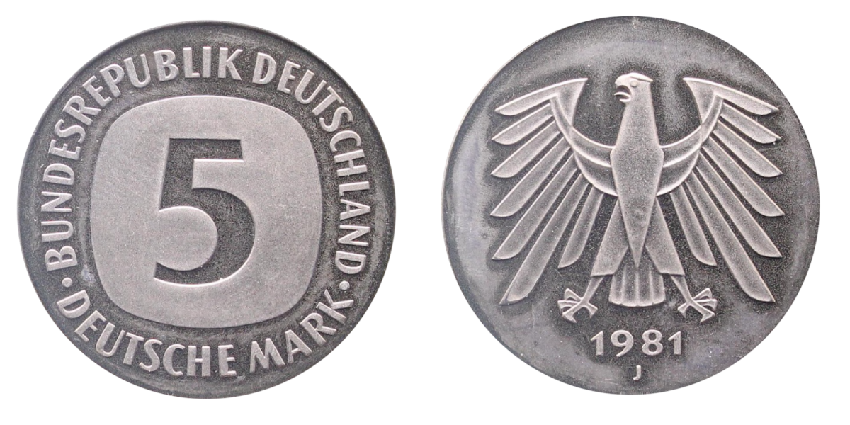 5 Deutsche Mark 1981 J PP J415 Proof 5 DM
