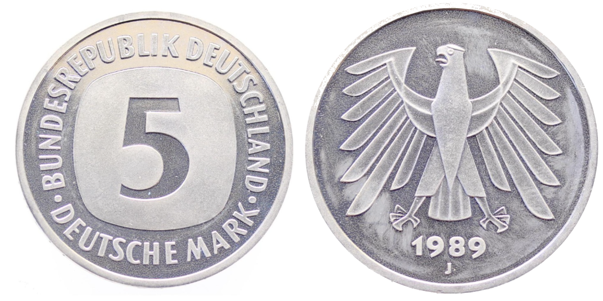 5 Deutsche Mark 1989 J PP Proofl J415 5 DM