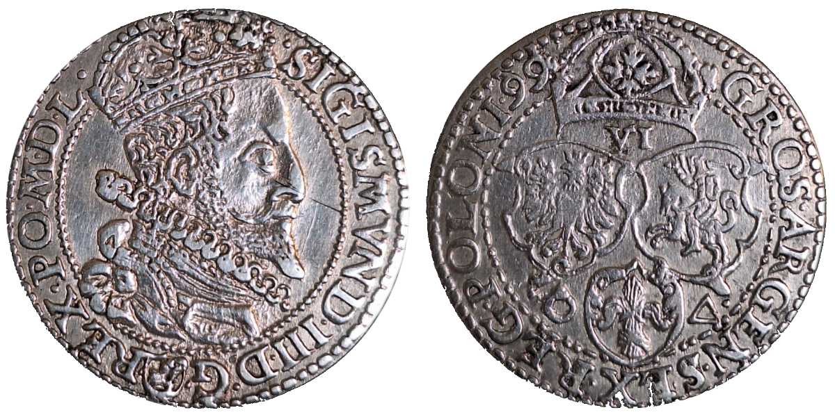 6 Groschen 1599 (Szóstak) Sigismund III Wasa Polen SS