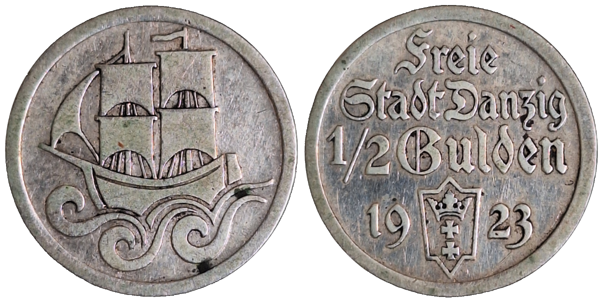 1/2 Gulden 1923 Danzig ss/vz Gdansk JD 06
