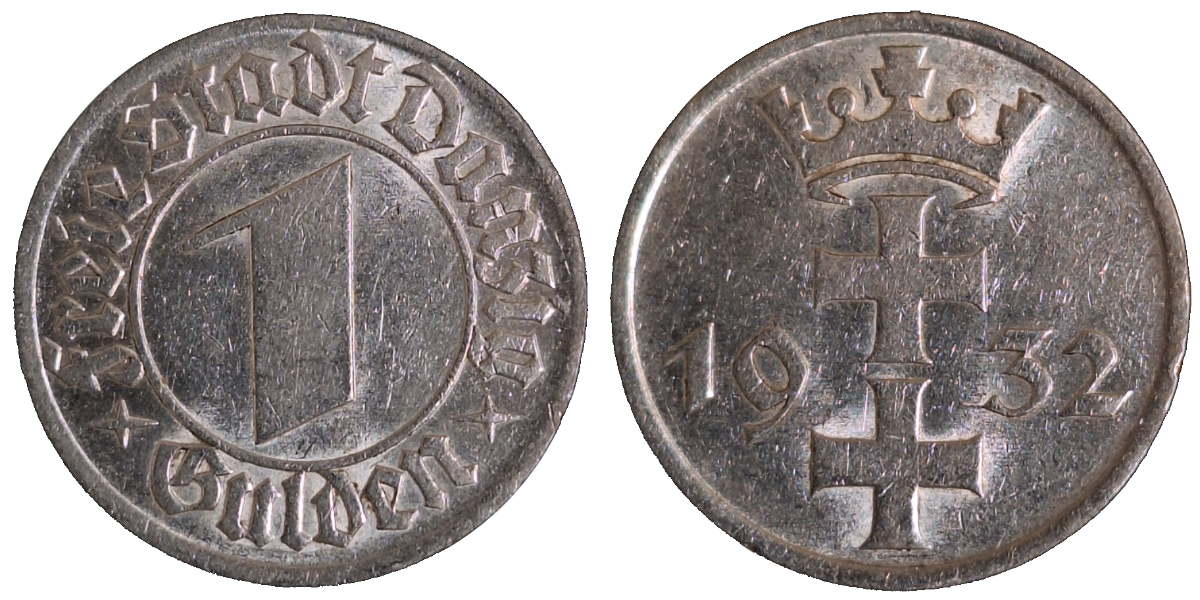 1 Gulden 1932 Danzig Gdansk sehr schön/vorzüglich min. Randfehler