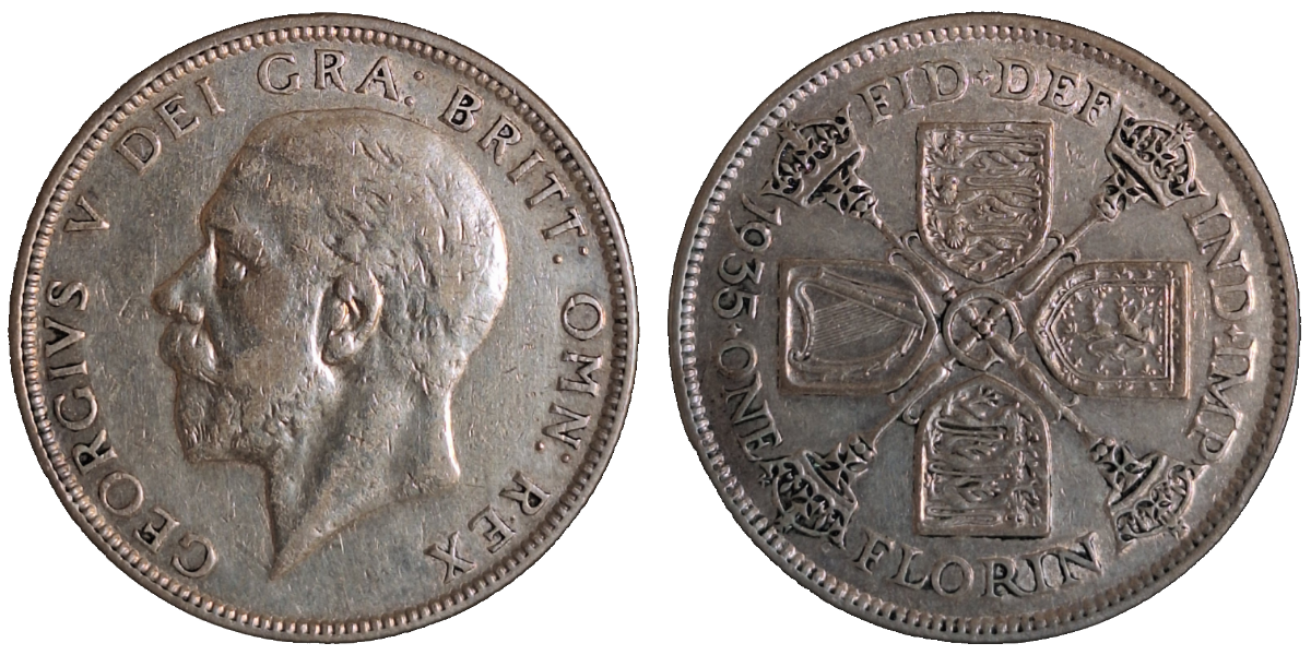 1 Florin 1935 Pfund Sterling Grossbritannien Georg V, ss/vz KM# 834
