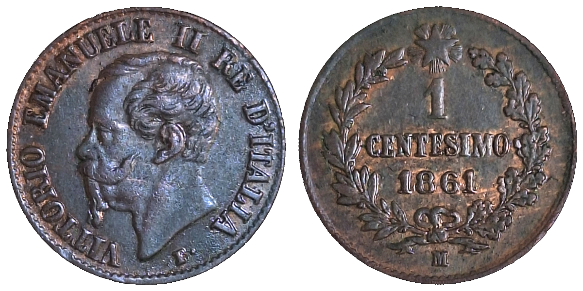 1 Centesim0 Vittorio Imanuell 1861, VZ