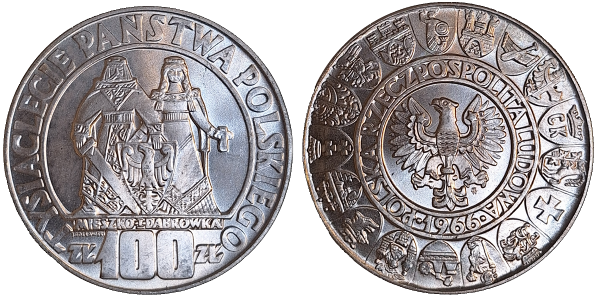 100 Zlotych 1966 1000 Jahre Polen Prachtexemplar