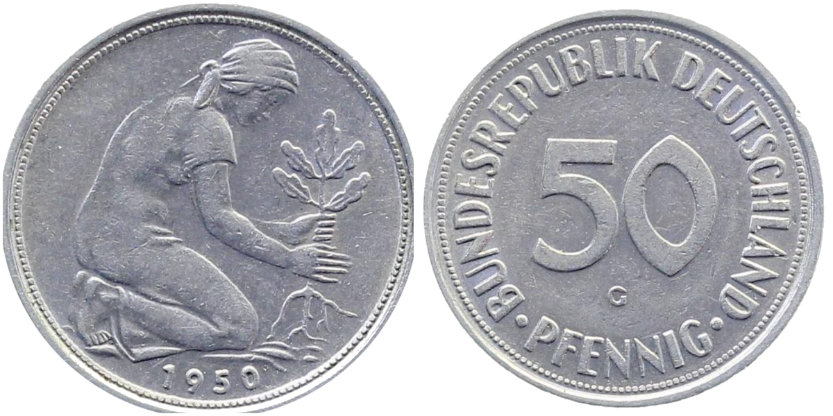 50 Pfennig 1950 G magnetisch J384