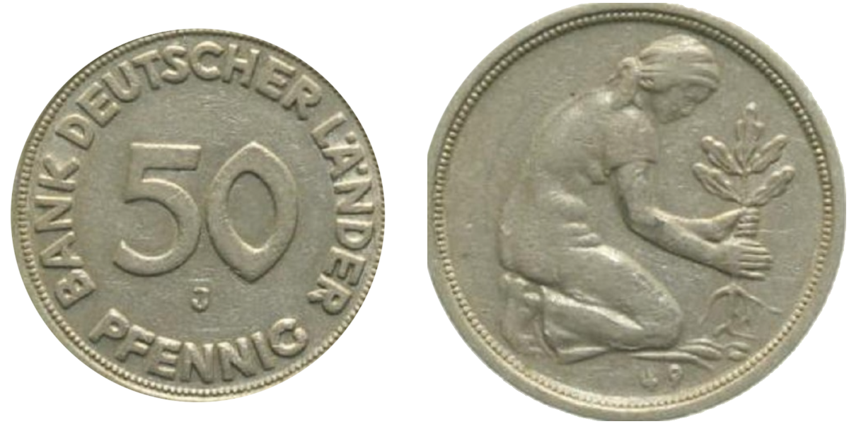 50 Pfennig BDL Fehlprägung Jahres zahl nur --49 J379