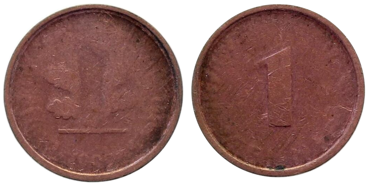 1 Pfennig Fehlprägung WS+VS kaum geprägt.o.Jsz/Mzz