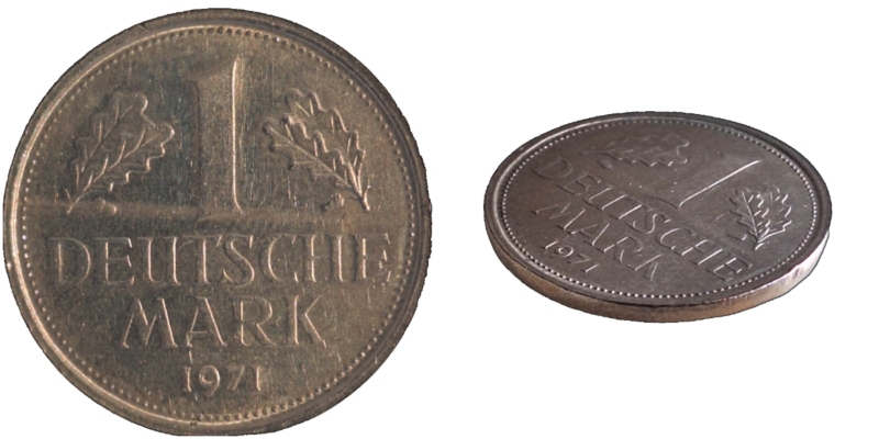 1 DM 1971 F f.VZ , ohne Rändelung glatter Rand