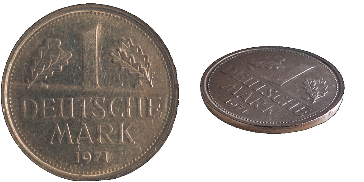 1 DM 1971 F f.VZ , ohne Rändelung glatter Rand