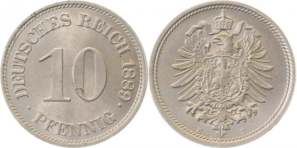 10 Pfennig 1889 E prfr!! TOP J 004