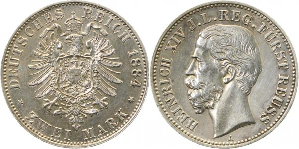 2 Mark 1884 A Heinrich XIV vz+ !!!