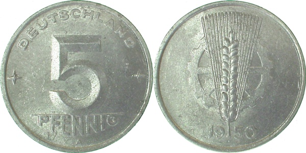 5 Pfennig DDR 1950 A bfr/st
