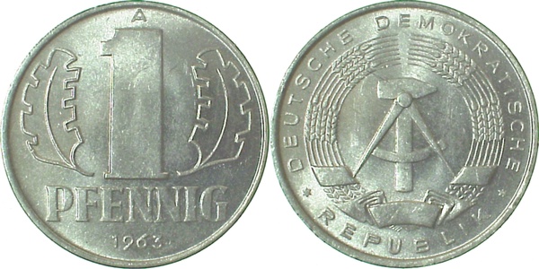 1 Pfennig DDR 1963 A spgl/stgl