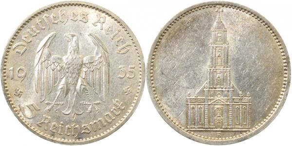5 RM 1935 A Garnisonkirche "ohne Datum" vz/st, selten i.d Erhaltung