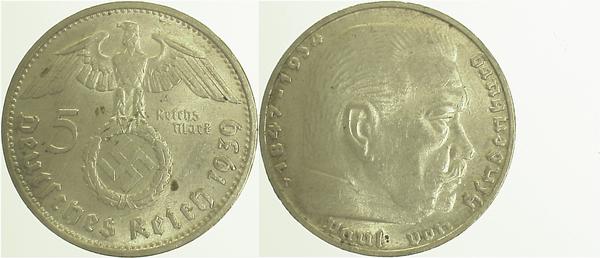 5 RM. 1939 D vz VS: stark doppelt!