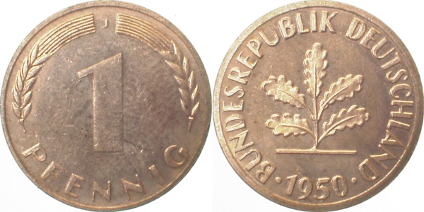 1 Pfennig 1950 J f.bfr