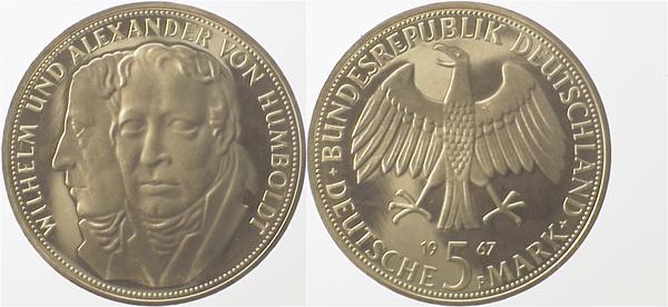 5 Deutsche Mark Humboldt 1967 F PP- 5 DM