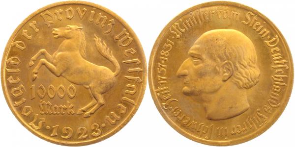 10.000 Mark Westfalen 1923 vom Stein Prfr/Stgl JN 20a